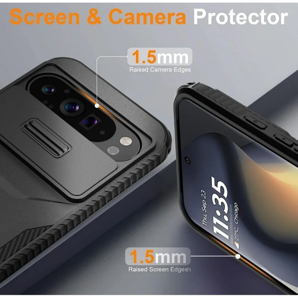 4Count Google Pixel 9 Pro XL Case +Screen Protector Military Camera Cover Black